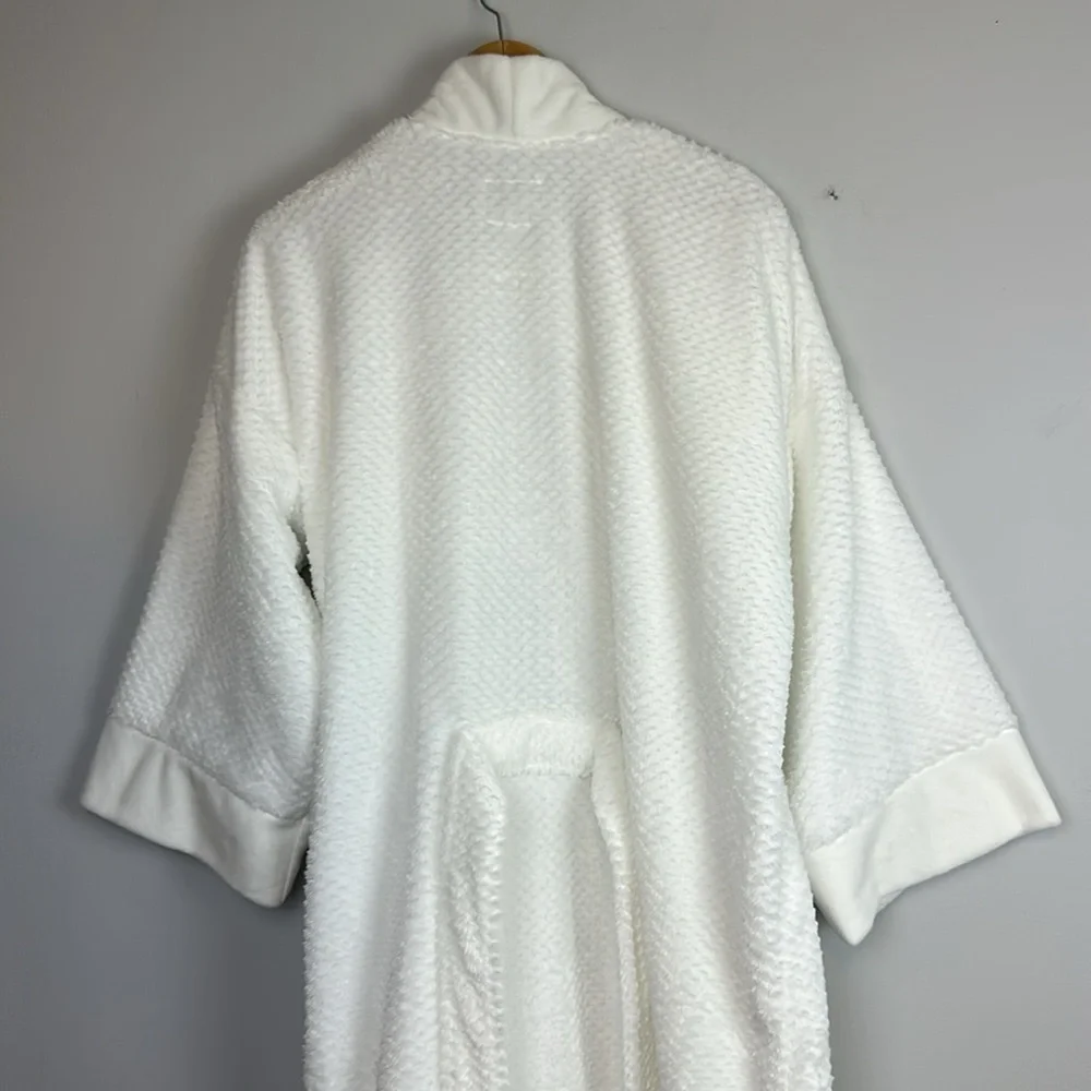 NEW Keiki Co. Luxury Long Spa Robe SM White Plush Kimono Style Bathrobe USA Made - Picture 11 of 16